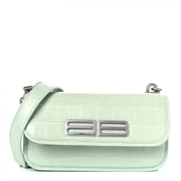 BALENCIAGA CALFSKIN CROCODILE EMBOSSED GOSSIP XS CHAIN BAG - Picture 2 of 15